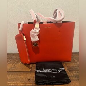 Kurt Geiger Vibrant Orange Tote with Matching Pouch